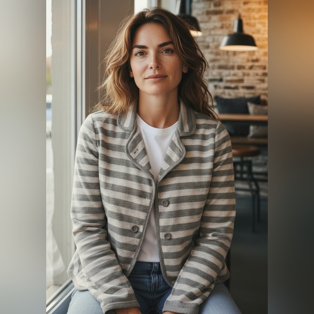 Striped Gray Blazer for Women